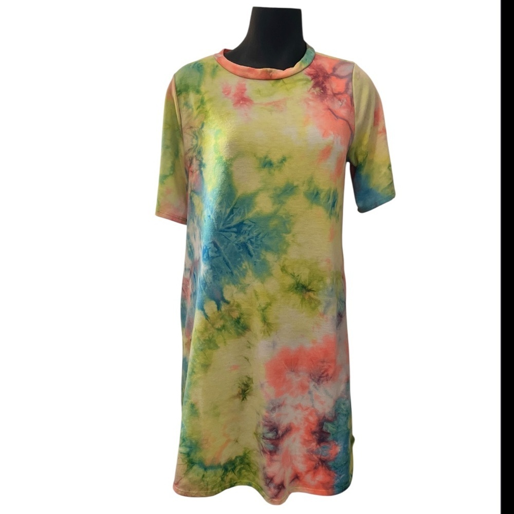 Lime & Chili Colorful Tie-Dye Tee Shirt Dress